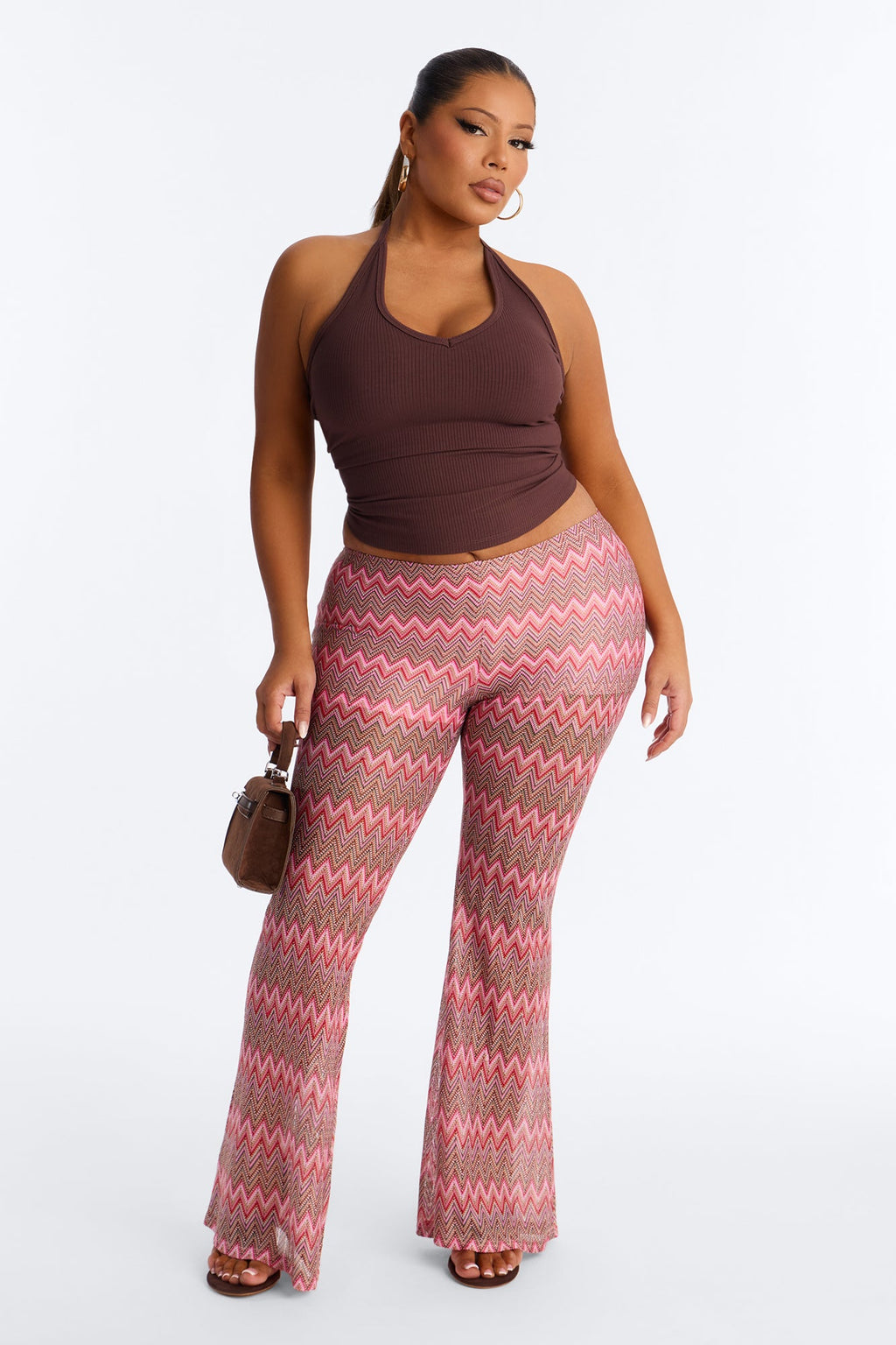 Not Your Muse Festival Crochet Flare Pant 33″ - Pink/combo