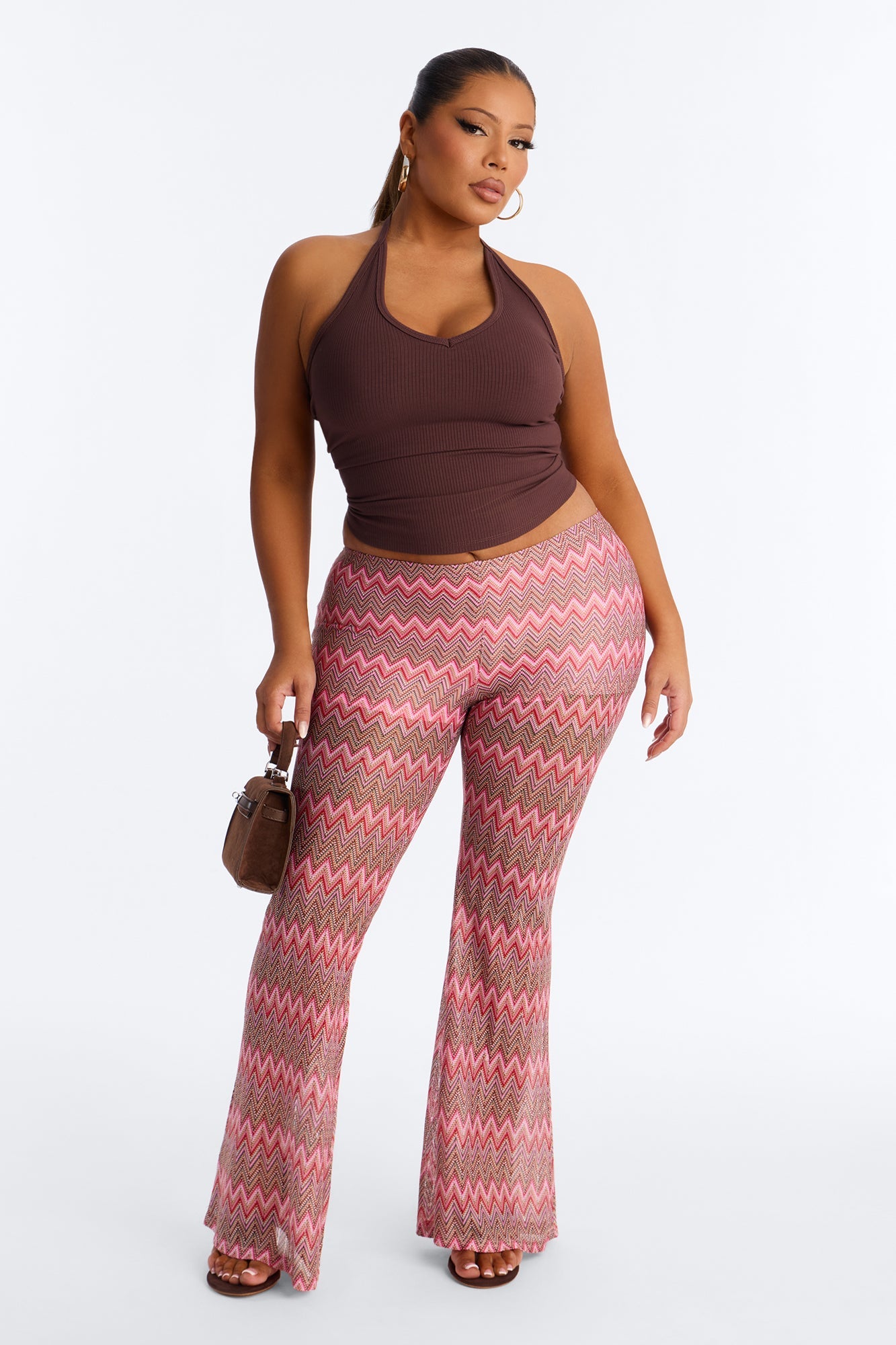 Not Your Muse Festival Crochet Flare Pant 33″ - Pink/combo