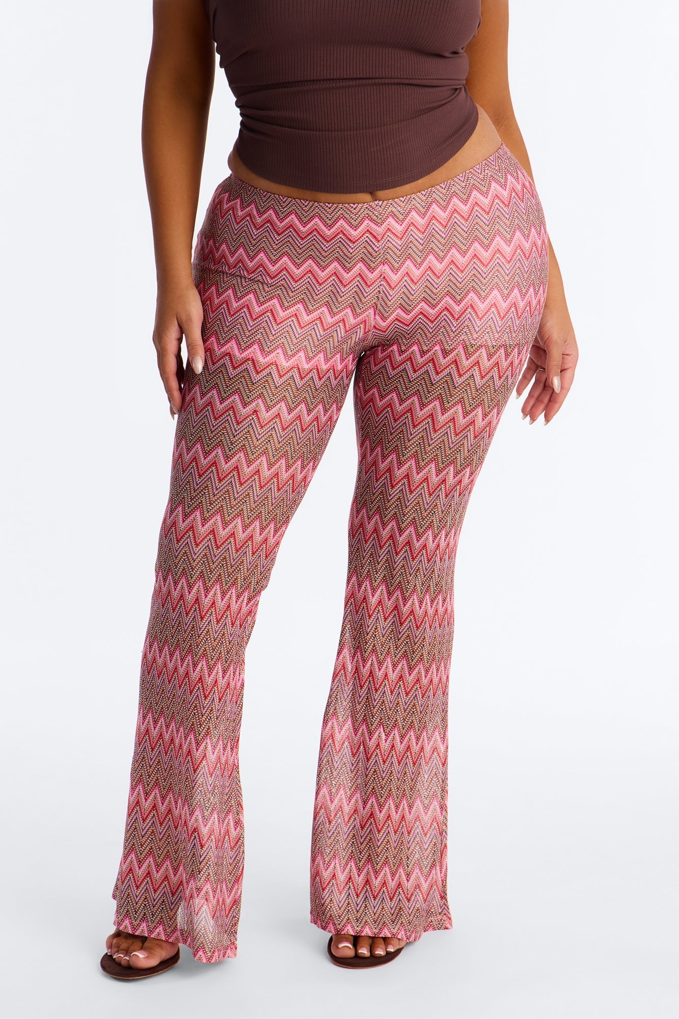 Not Your Muse Festival Crochet Flare Pant 33″ - Pink/combo