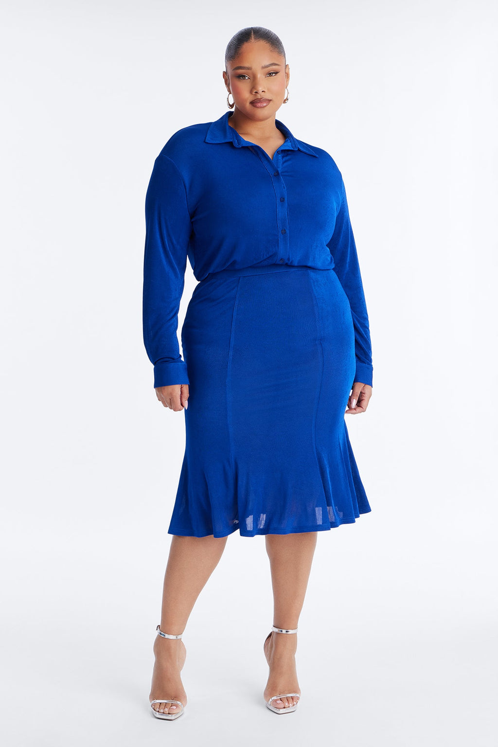 Jemma Slinky Midi Dress - Blue