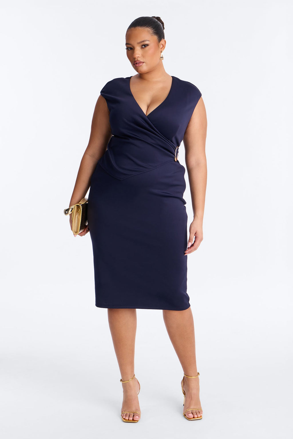Irena Wrap Midi Dress - Navy