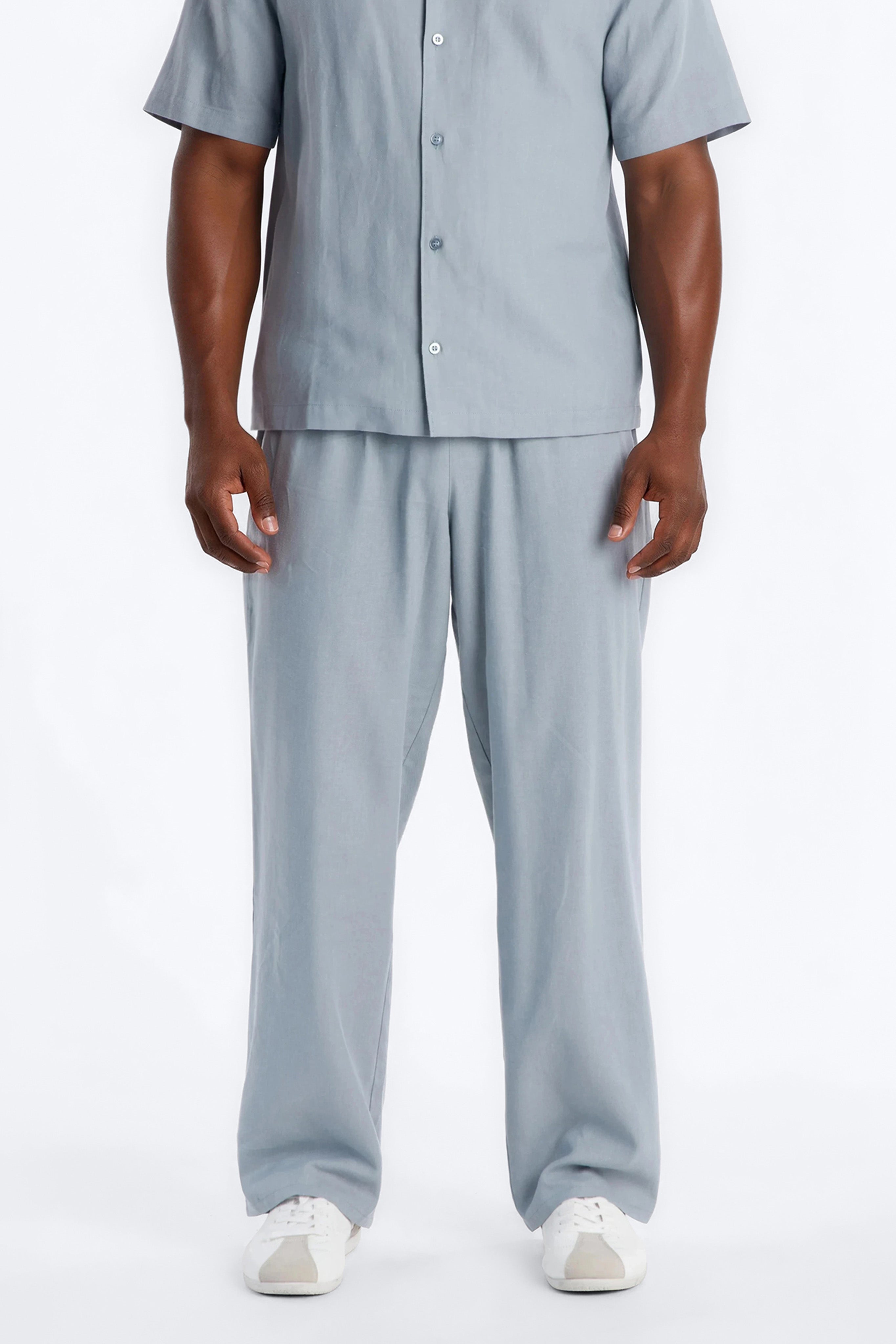 Bahamas Linen Baggy Pull On Pants - Slate Blue