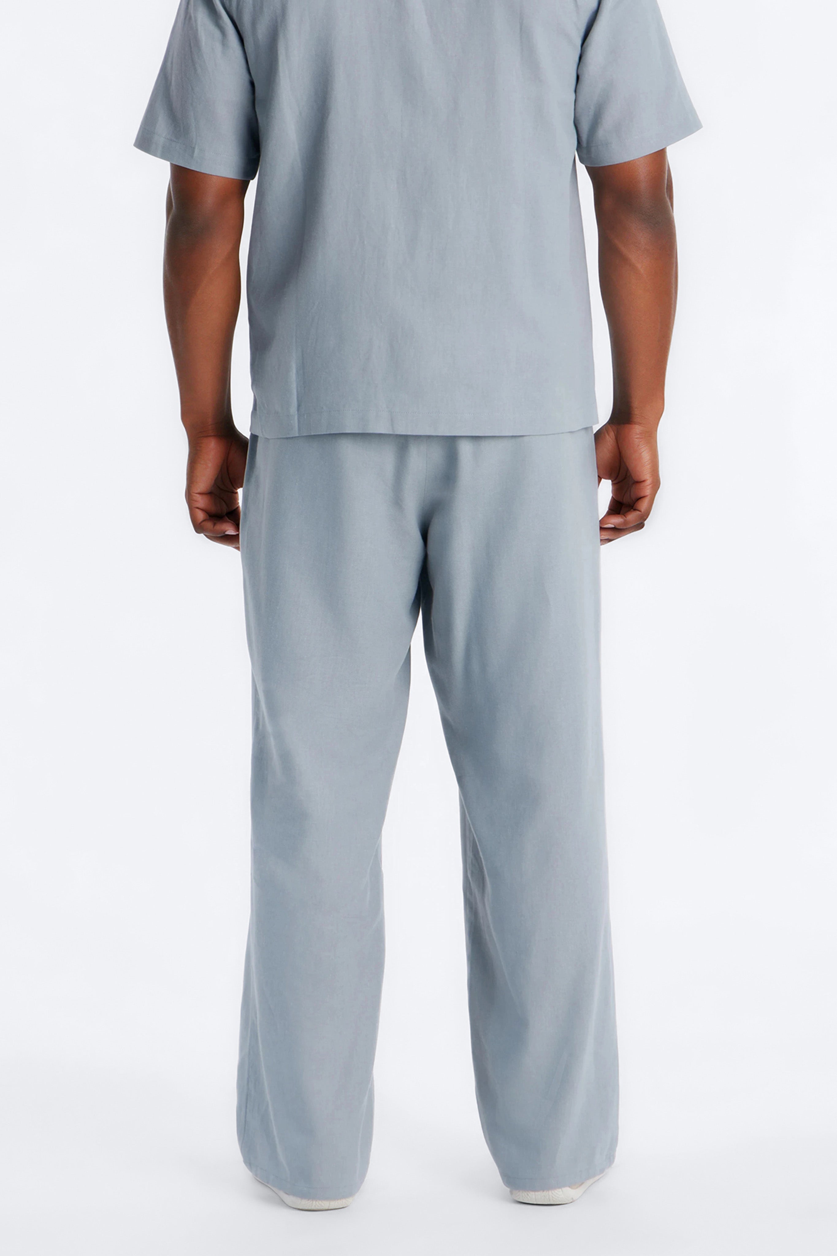 Bahamas Linen Baggy Pull On Pants - Slate Blue