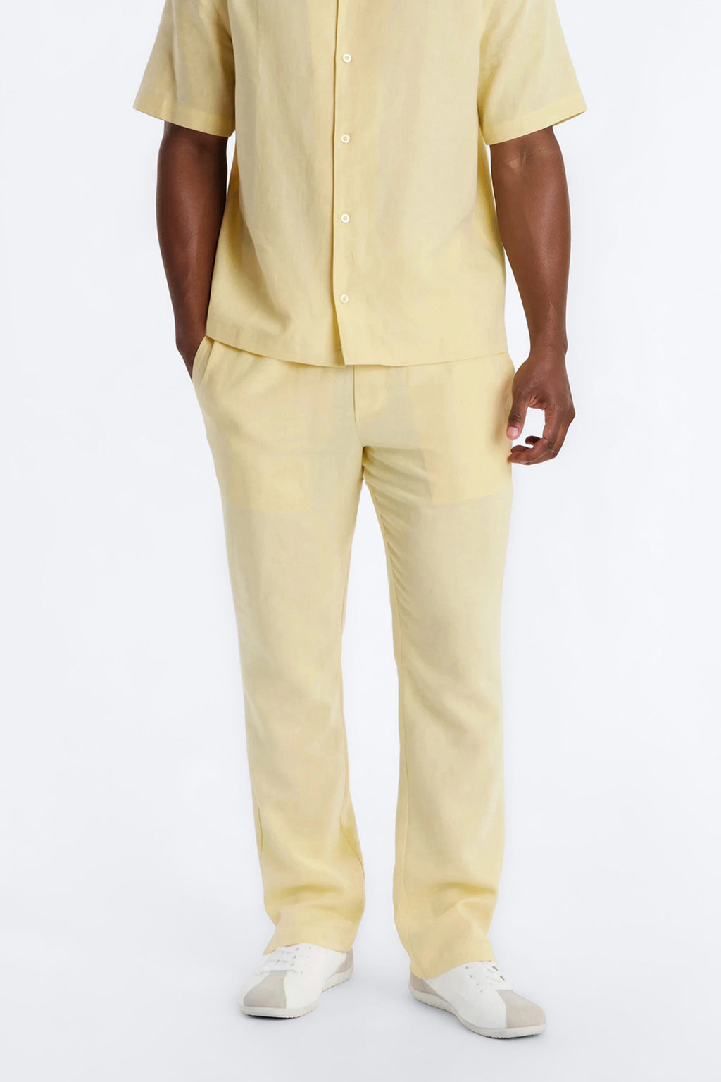 Bahamas Linen Slim Pull On Pants - Butter Yellow