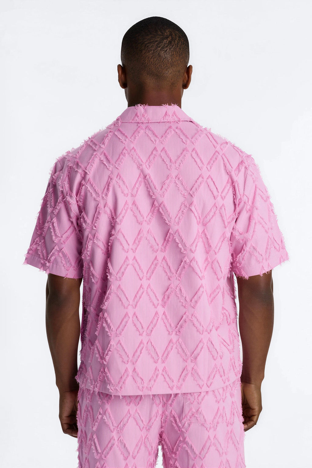 Relaxed Sahara Stripe Cuban Collar Button Up Shirt - Mauve