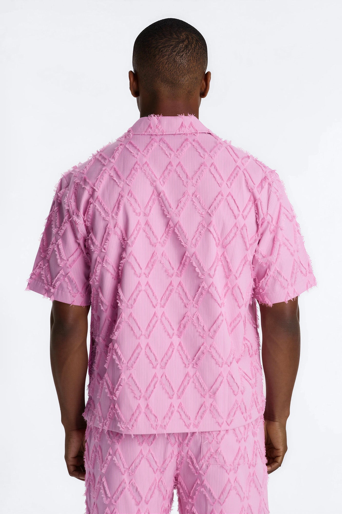 Relaxed Sahara Stripe Cuban Collar Button Up Shirt - Mauve
