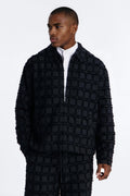 Quadrate Textured Zip Jacket - Black