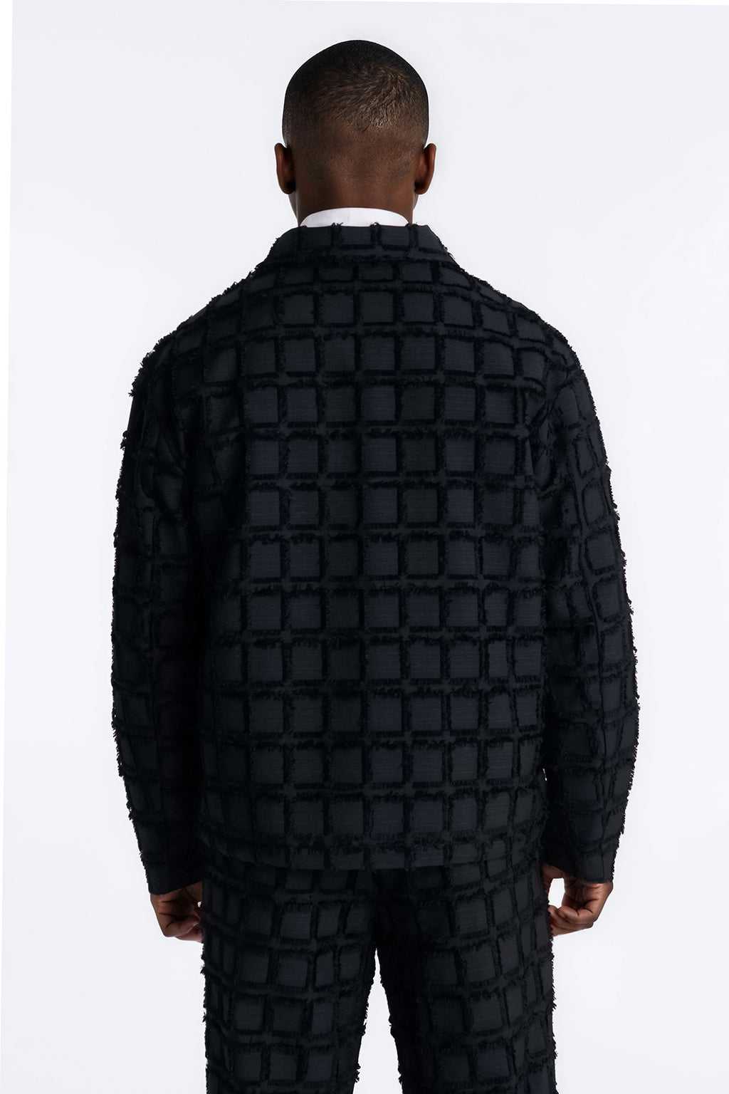 Quadrate Textured Zip Jacket - Black