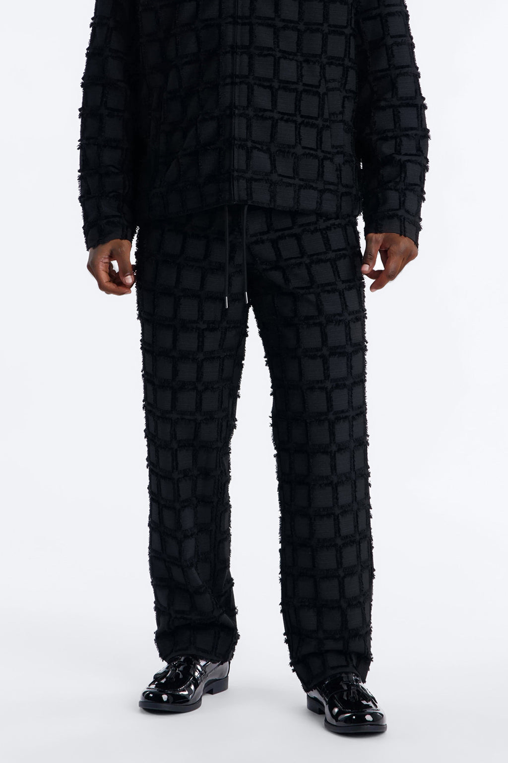 Straight Quadrate Textured Trouser - Black