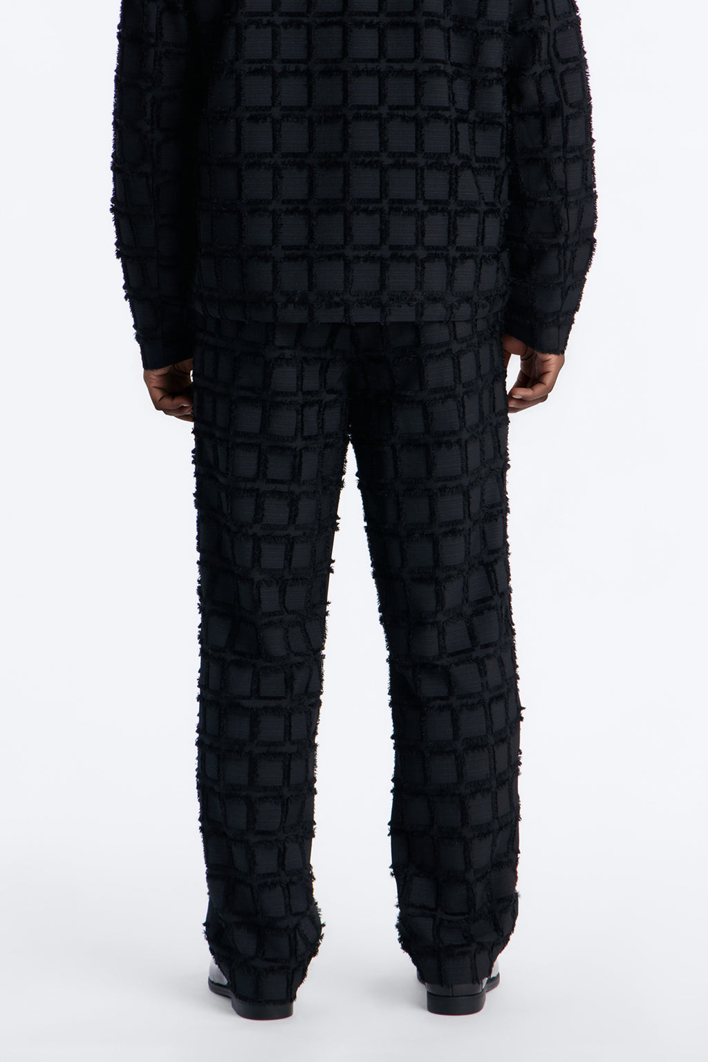Straight Quadrate Textured Trouser - Black