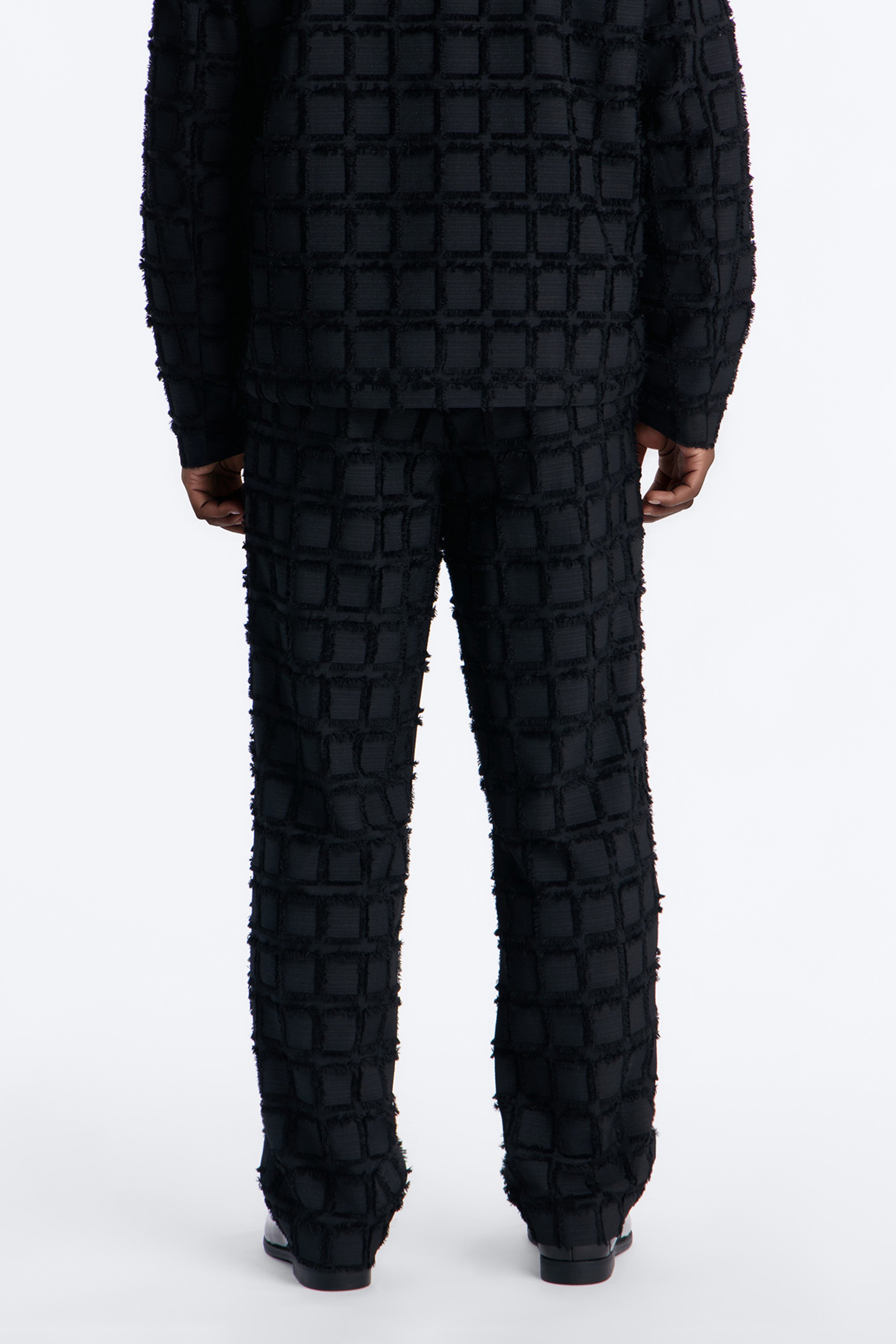 Straight Quadrate Textured Trouser - Black