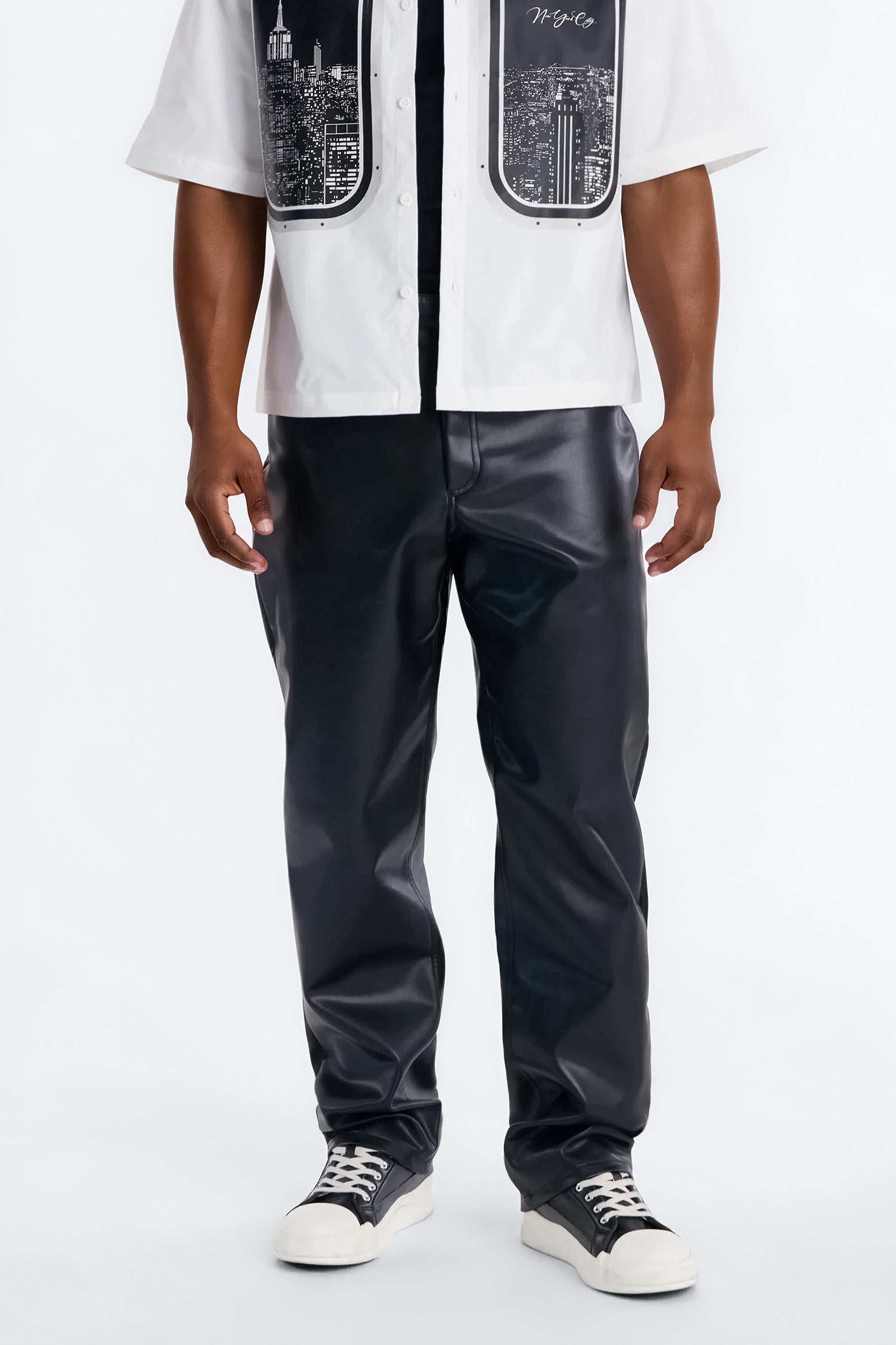 Straight Culture Creator Slit Faux Leather Pant - Black