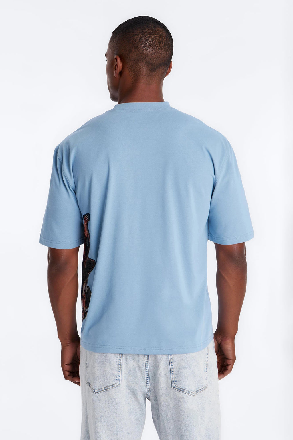 Angelic Presence Tapestry Oversized Short Sleeve Tee - Blue