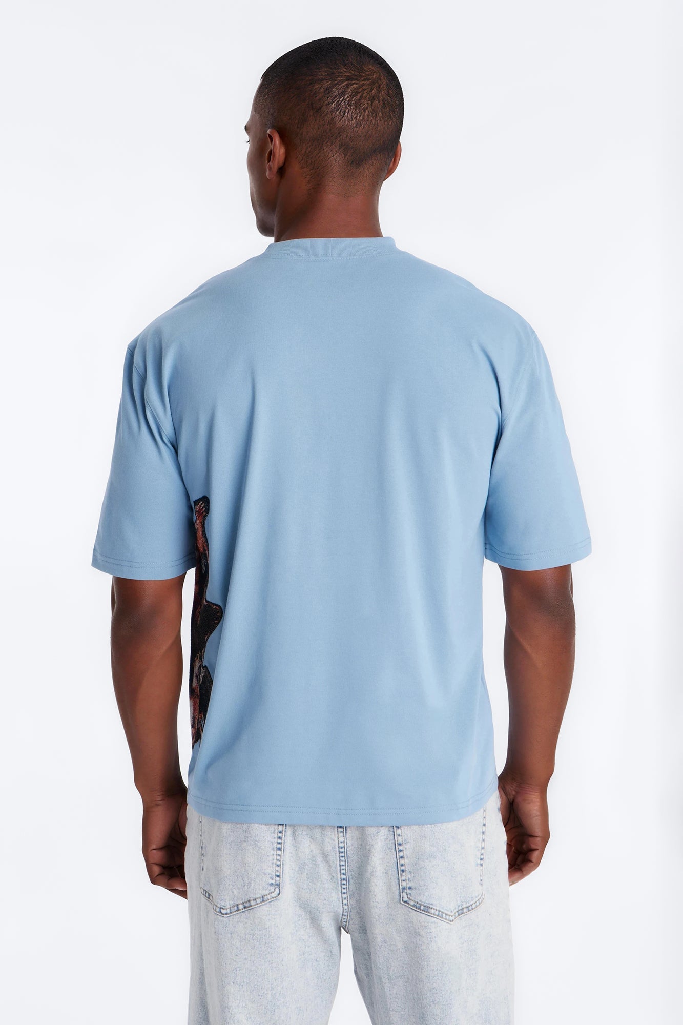 Angelic Presence Tapestry Oversized Short Sleeve Tee - Blue