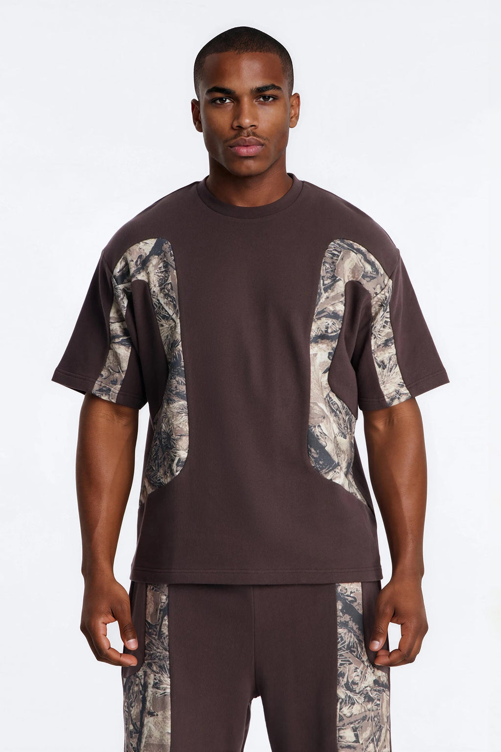 Camo Paneled Fleece Tee - Camouflage
