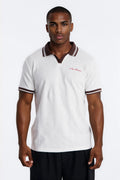 Cafe Tipped Johnny Collar Polo - Off White