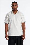 Saints Diamond Star Johnny Collar Polo - Oatmeal