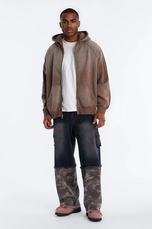 Baggy Safari Split Cargo Jean - Black Wash