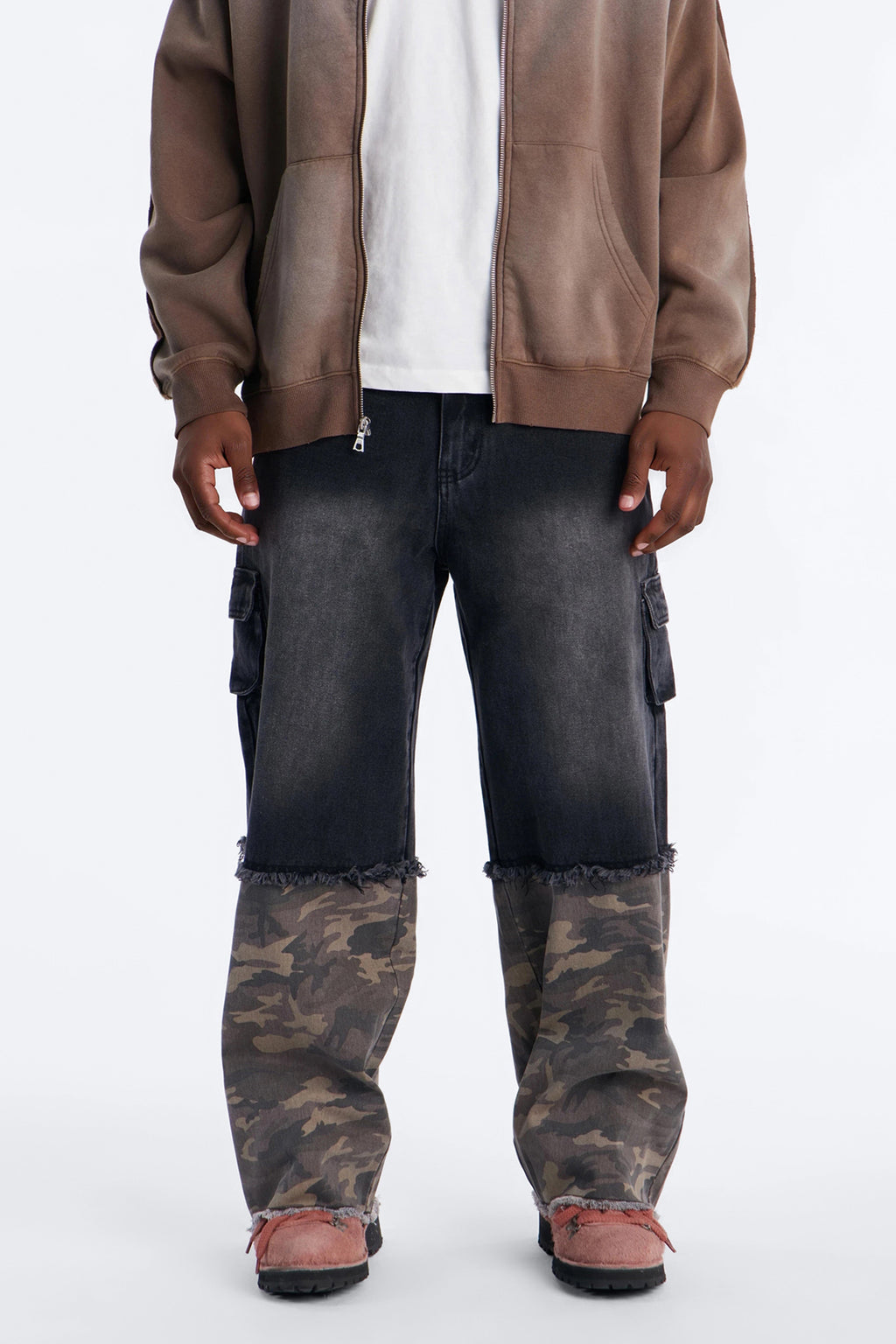 Baggy Safari Split Cargo Jean - Black Wash