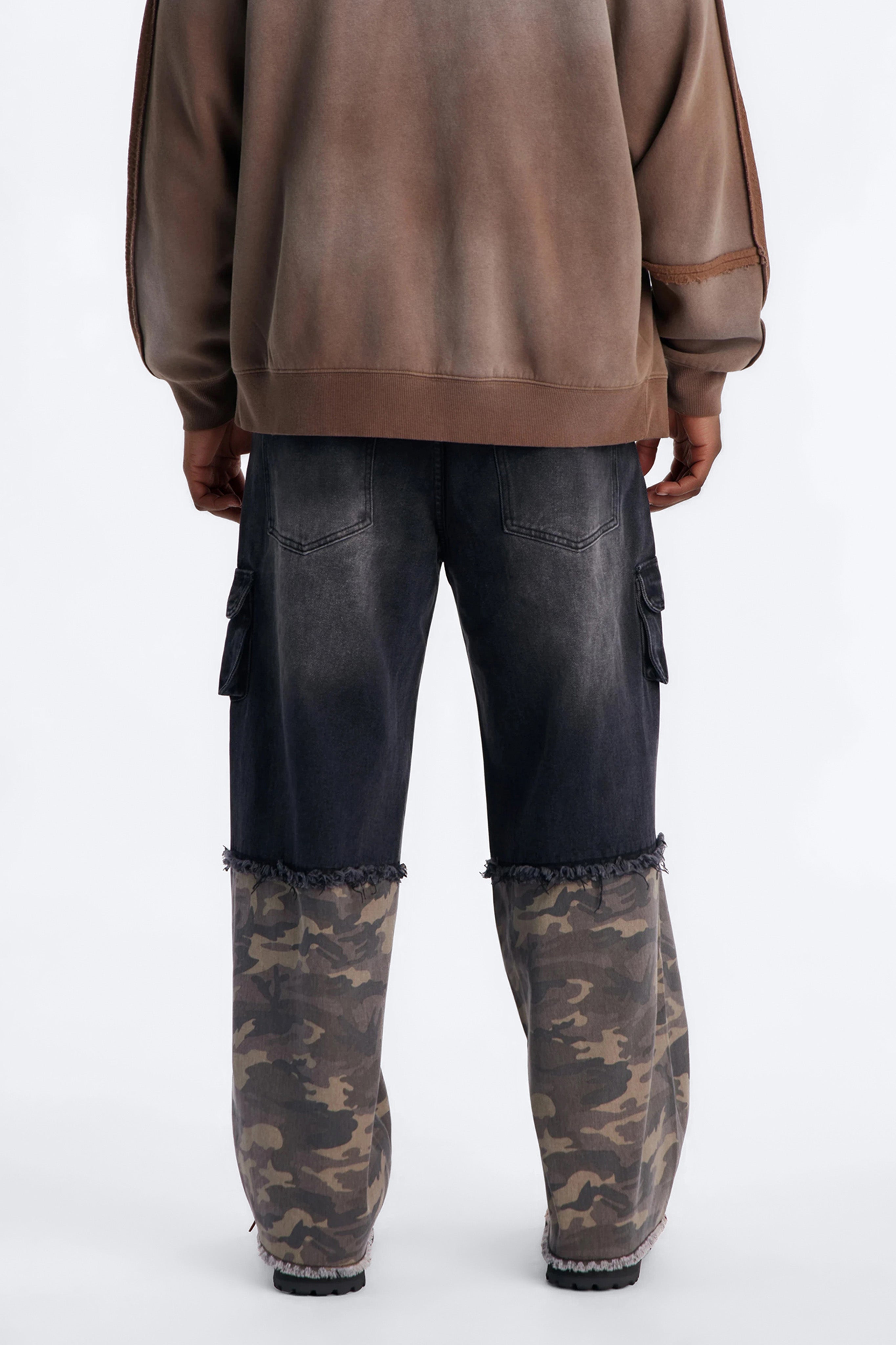 Baggy Safari Split Cargo Jean - Black Wash