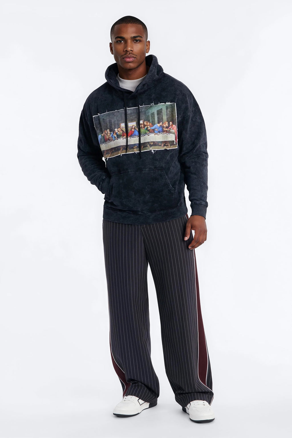 Last Supper Mineral Wash Hoodie - Black Wash