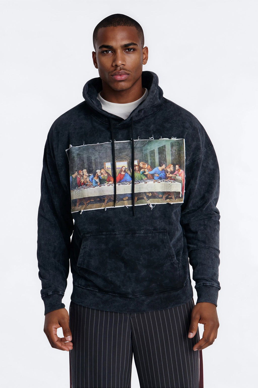 Last Supper Mineral Wash Hoodie - Black Wash