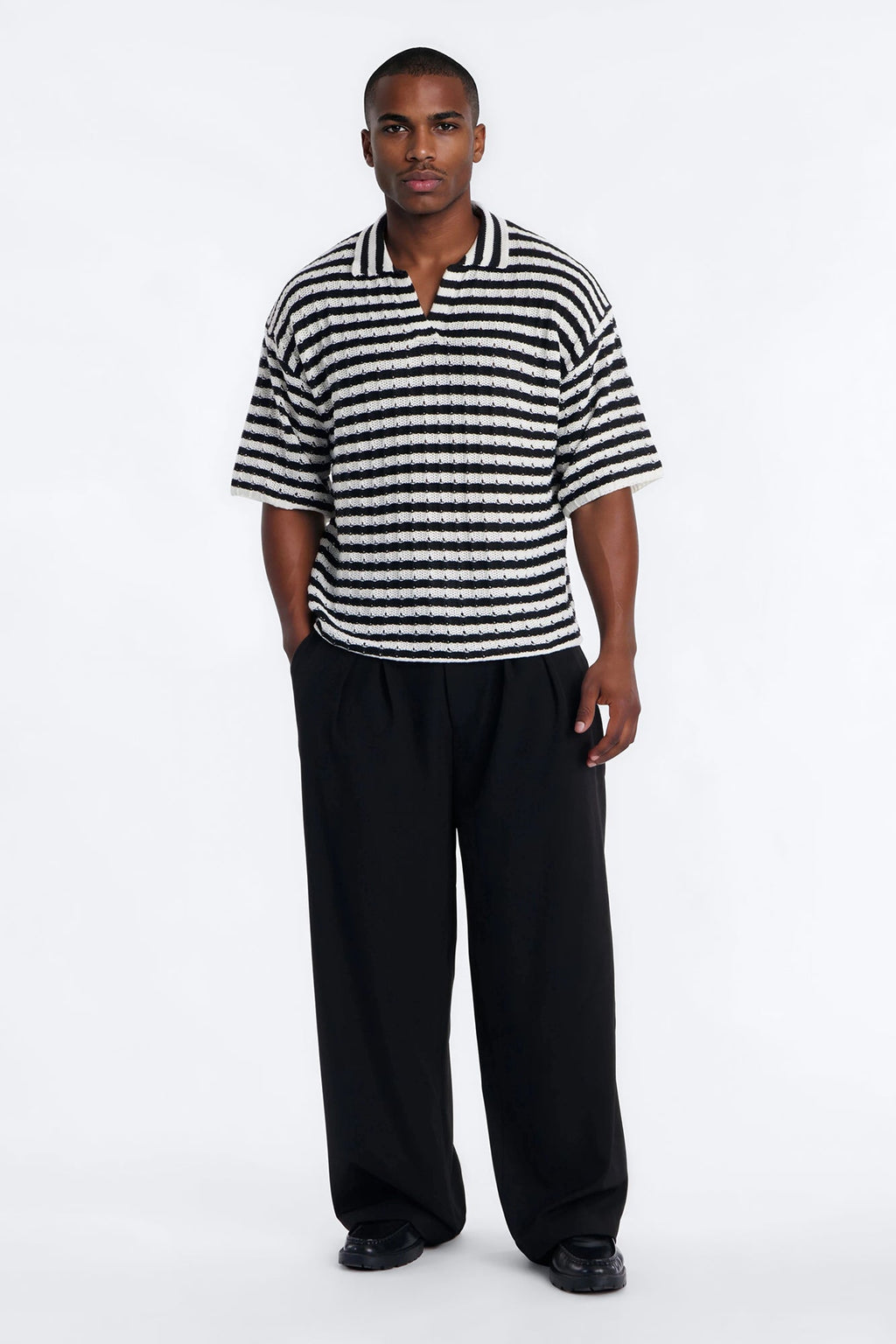 Relaxed Regatta Stripe Polo - Black