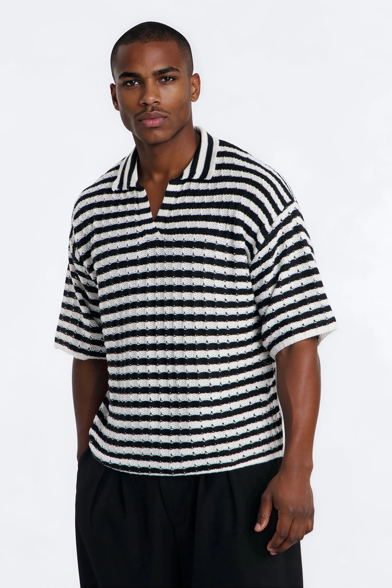 Relaxed Regatta Stripe Polo - Black