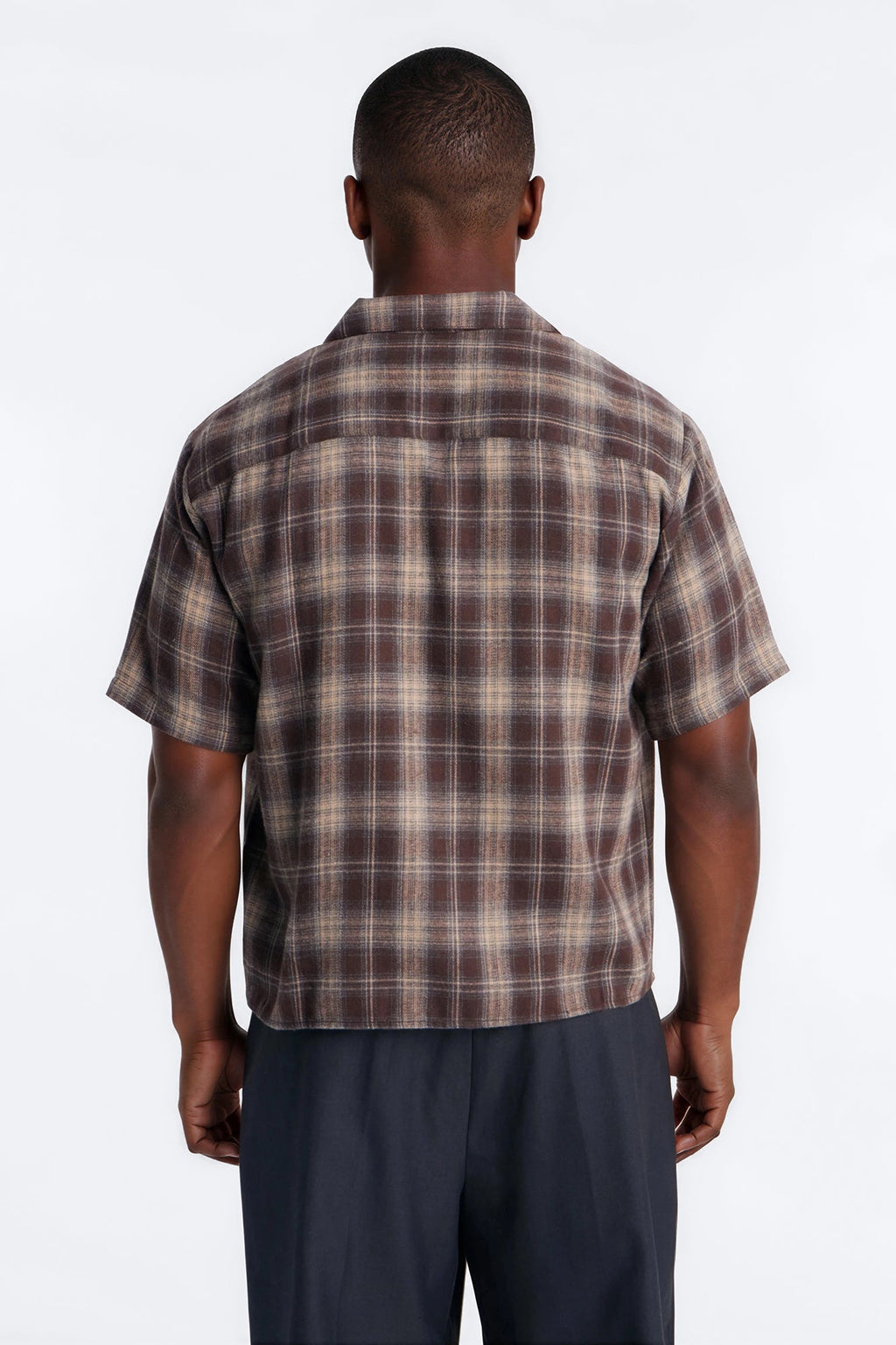 Your Weekend Plaid Cuban Collar Button Up Shirt - Brown