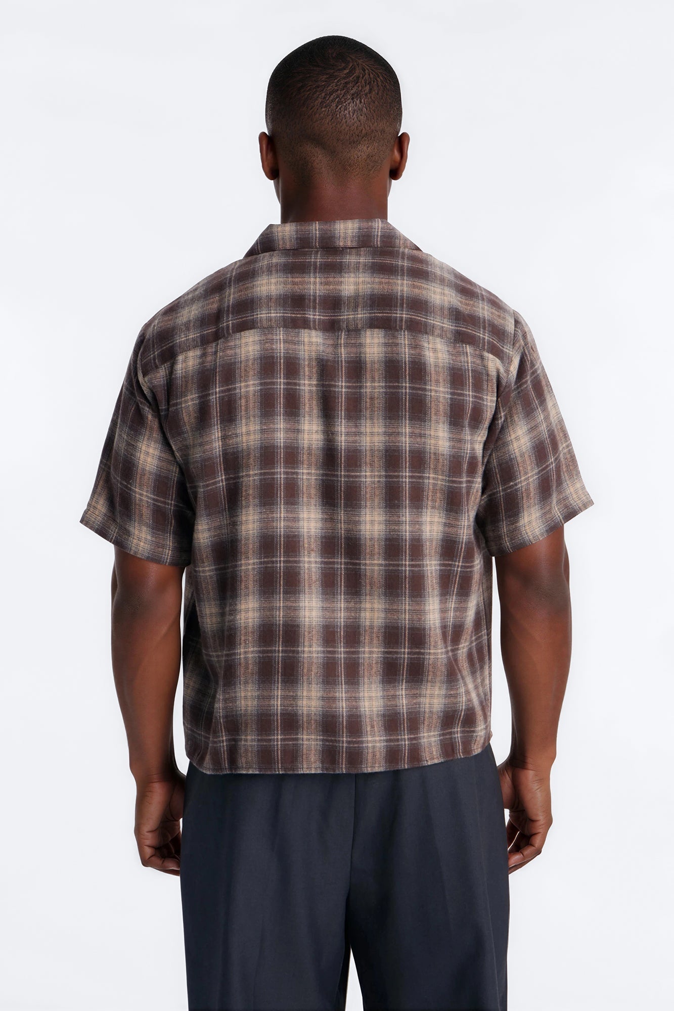 Your Weekend Plaid Cuban Collar Button Up Shirt - Brown