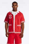 Coastal Isla Cuban Button Up Shirt - Red