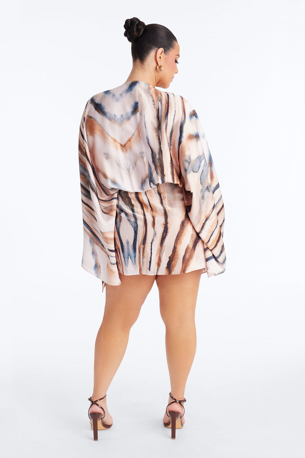 Samira Wrap Satin Mini Dress - Mauve/combo