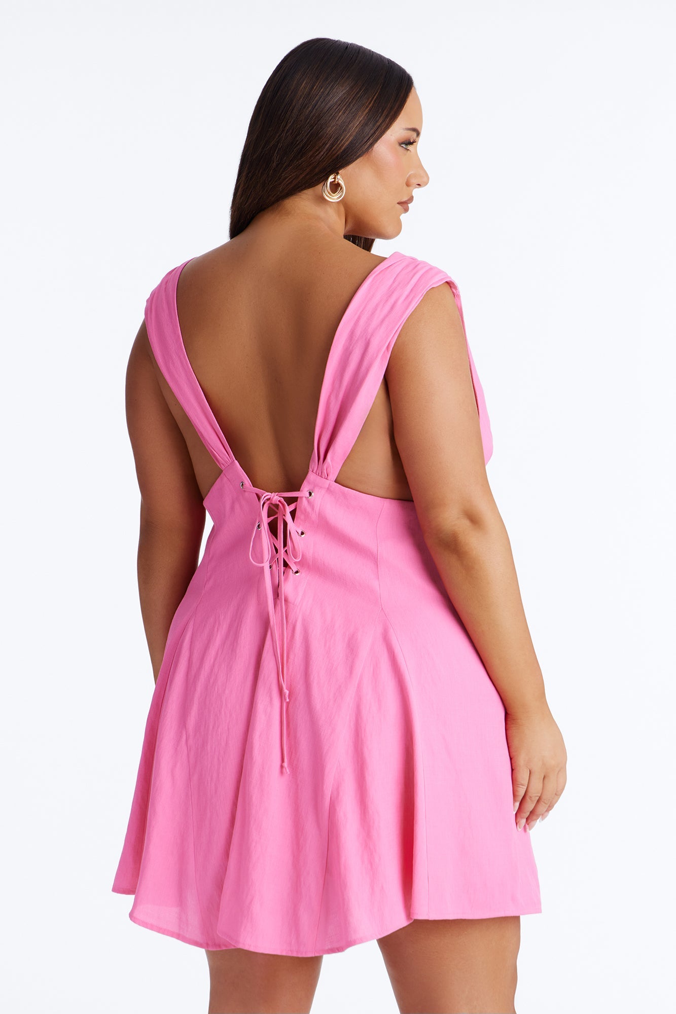 Maren Sleeveless Linen Mini Dress - Pink