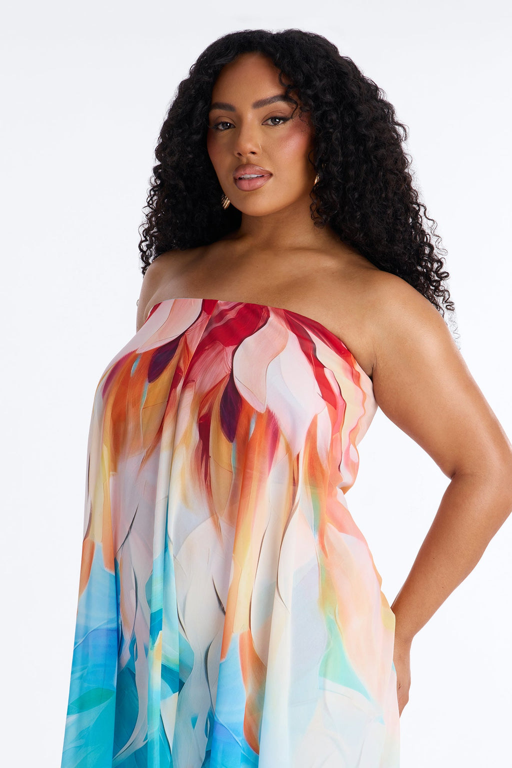 Out In Paradise Strapless Maxi Dress - Turquoise/combo