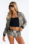 So Savage Denim Bomber Jacket - Brown/combo