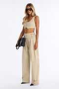 City Girl Twill Pant Set - Tan