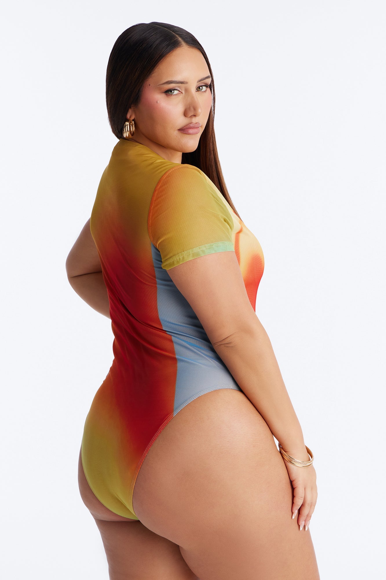 Hottest Touch Short Sleeve Mesh Bodysuit - Multi Color