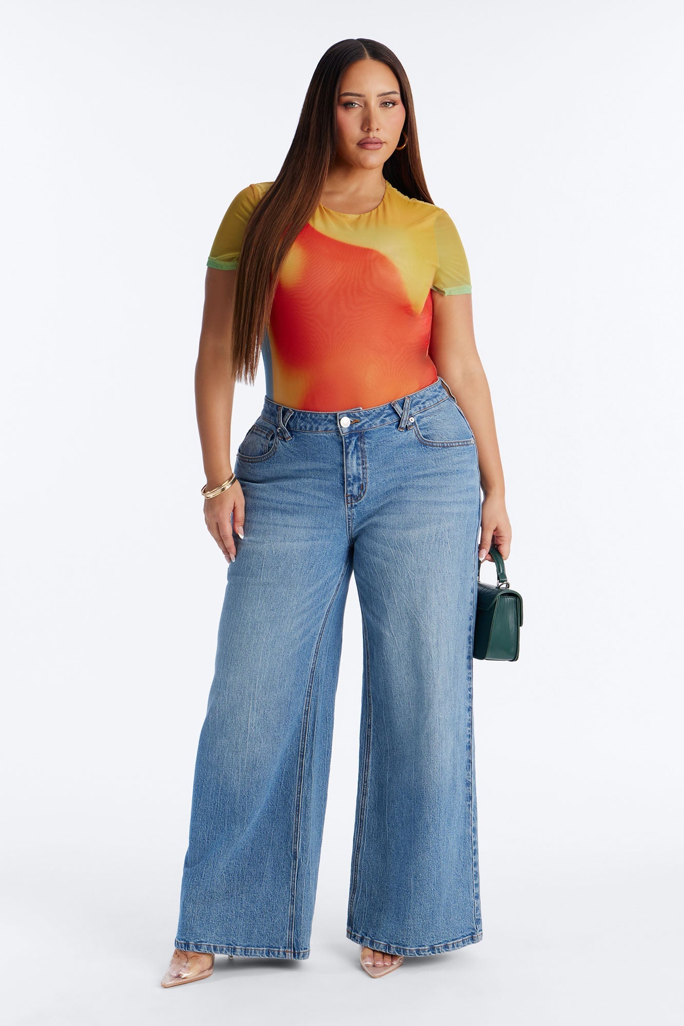Hottest Touch Short Sleeve Mesh Bodysuit - Multi Color