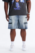Relaxed Paisley District Denim Short - Medium Blue Wash