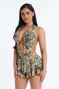 Mellisa Mesh Backless Romper - Green