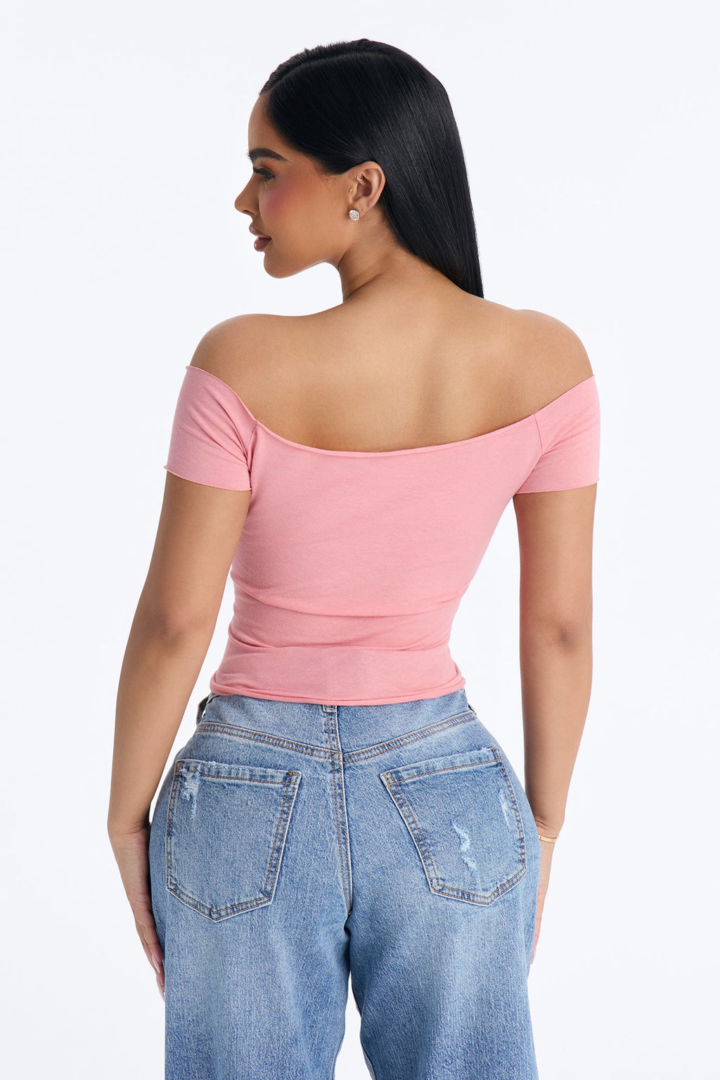 Trophy Wife Off Shoulder Tee - Pink