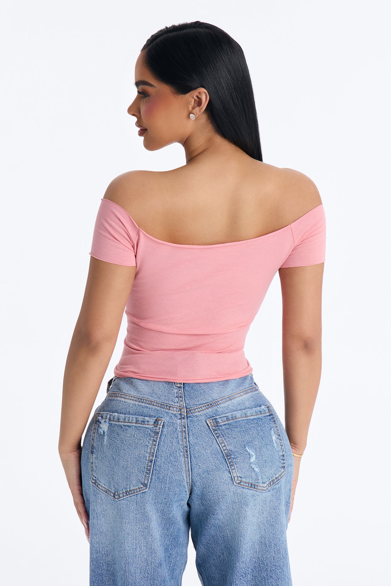 Trophy Wife Off Shoulder Tee - Pink