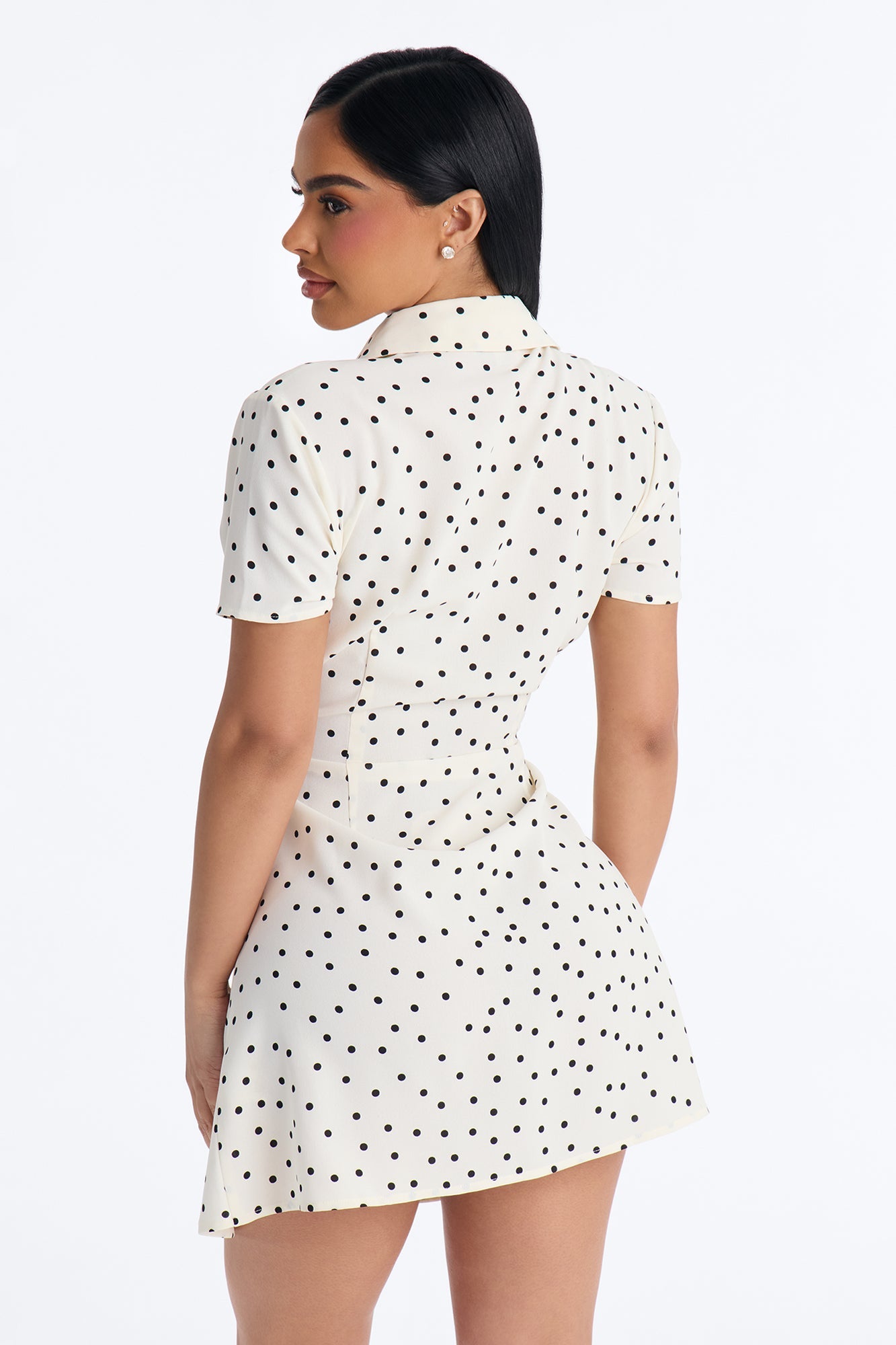 Jordan Polka Dot Shirt Mini Dress - White/Black