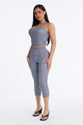 Annie Gingham Capri Set - Black/White