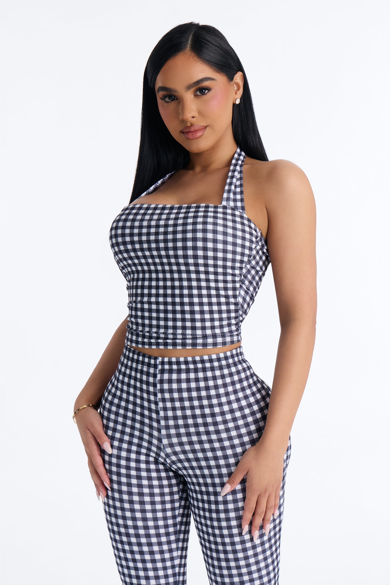 Annie Gingham Capri Set - Black/White