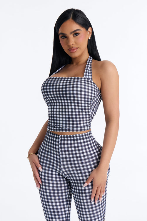 Annie Gingham Capri Set - Black/White