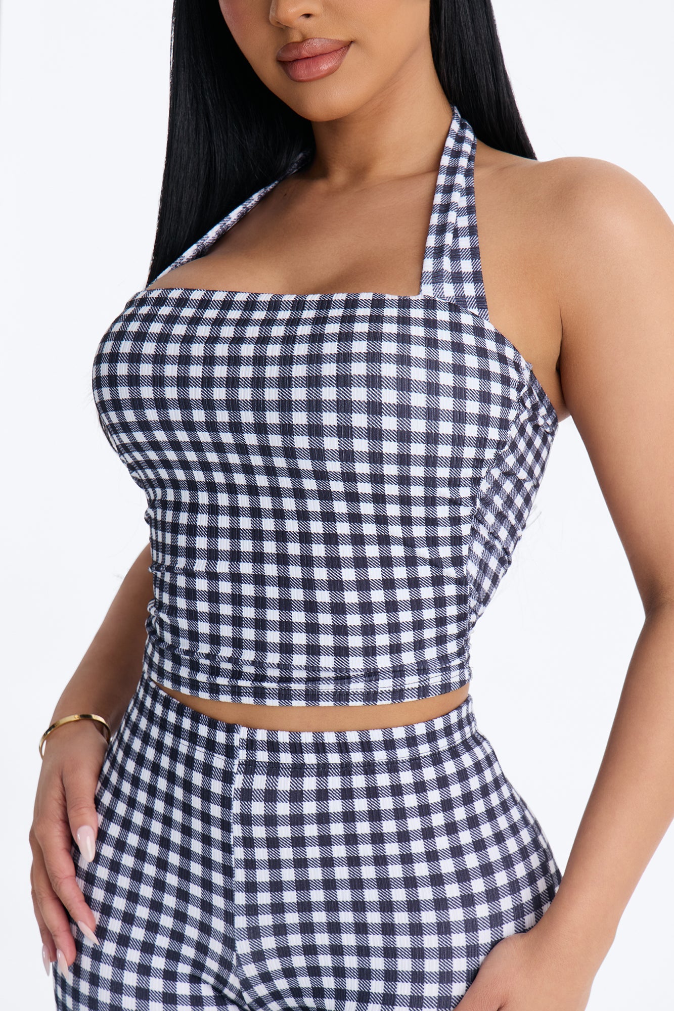 Annie Gingham Capri Set - Black/White