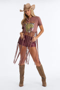 Def Leppard Fringe Tee - Brown