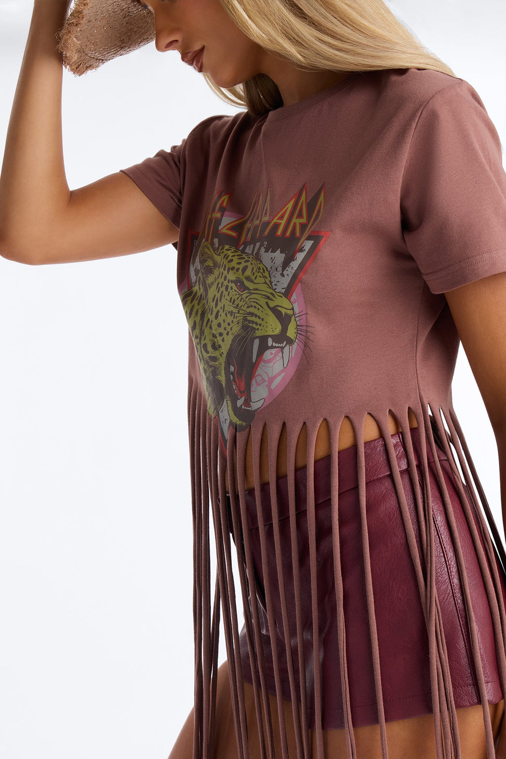 Def Leppard Fringe Tee - Brown