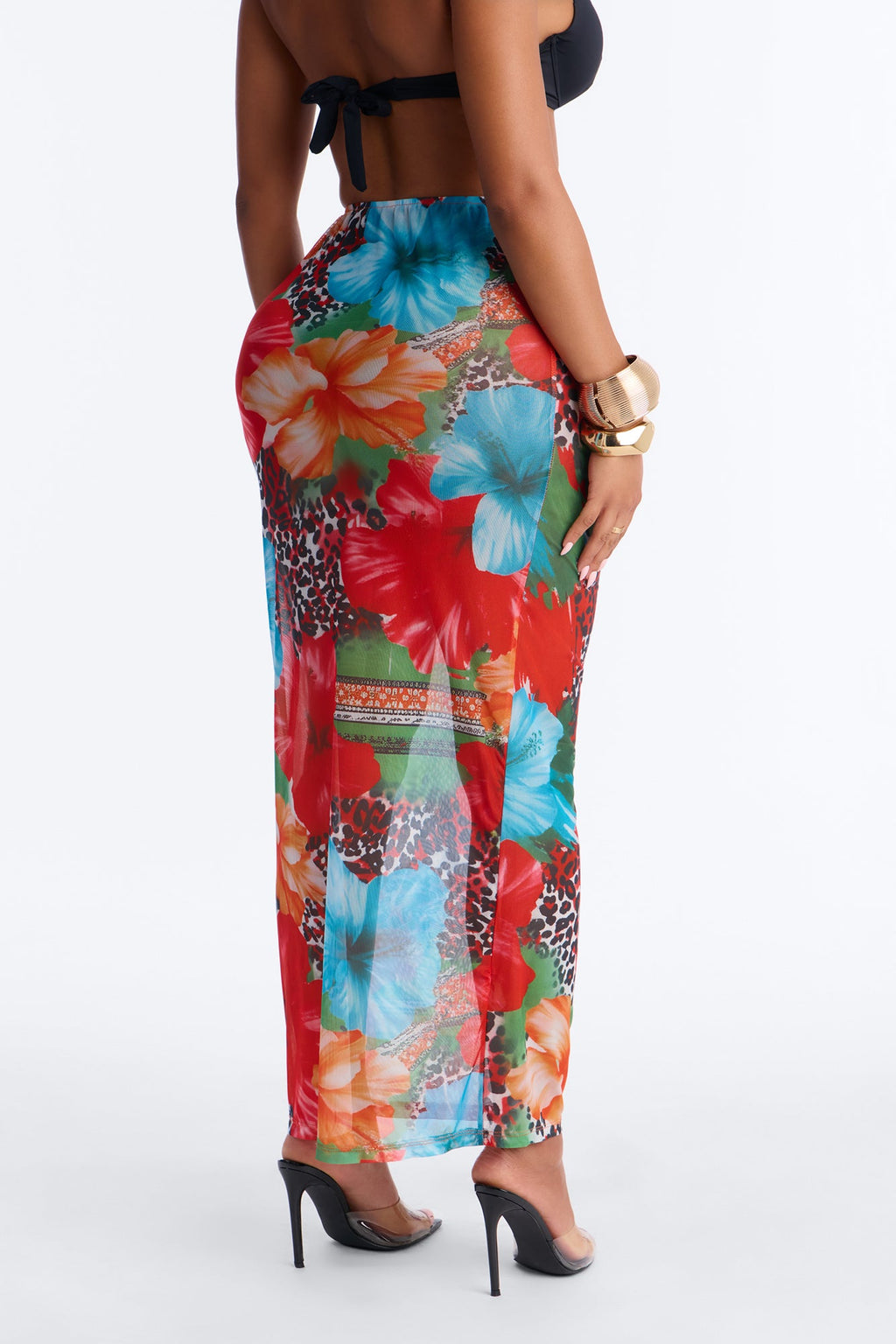 Tropic Tide Animal Floral Mesh Cover Up Skirt - Multi Color